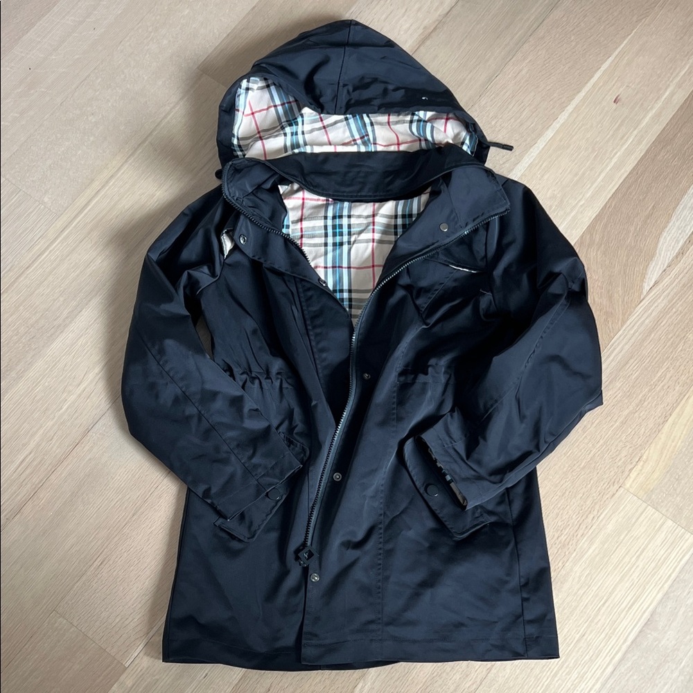 Women's Black Trench Coat with Hood